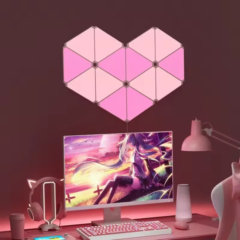 New DIY Triangle Light Quantum APP Control Colorful RGB Smart Lights Wifi Blue Tooth Music Sync Game Bedroom Decoration Lamp