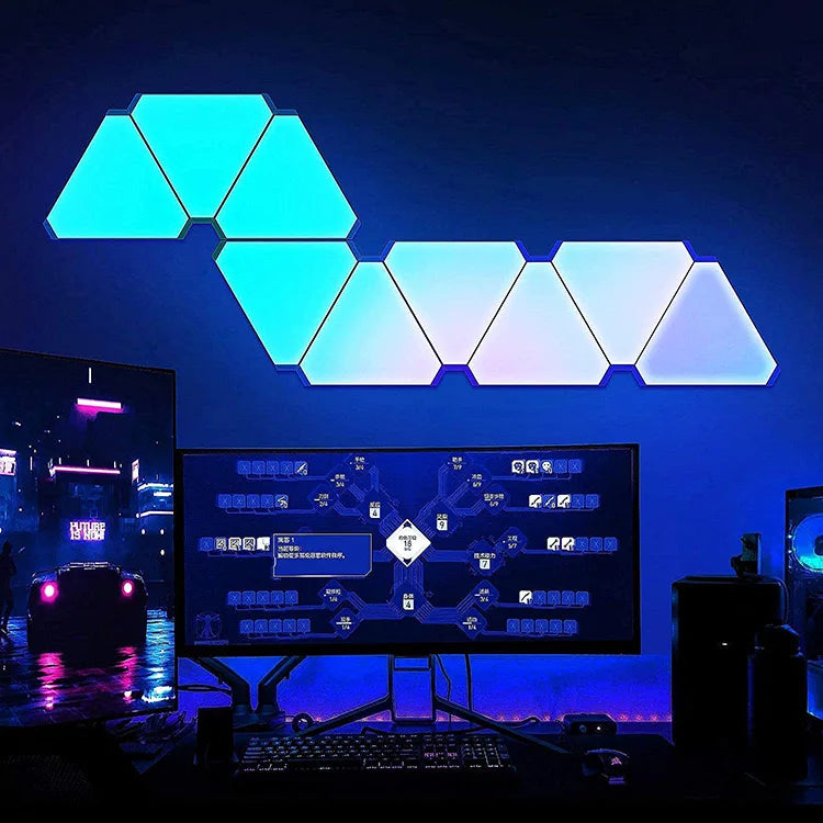 New DIY Triangle Light Quantum APP Control Colorful RGB Smart Lights Wifi Blue Tooth Music Sync Game Bedroom Decoration Lamp