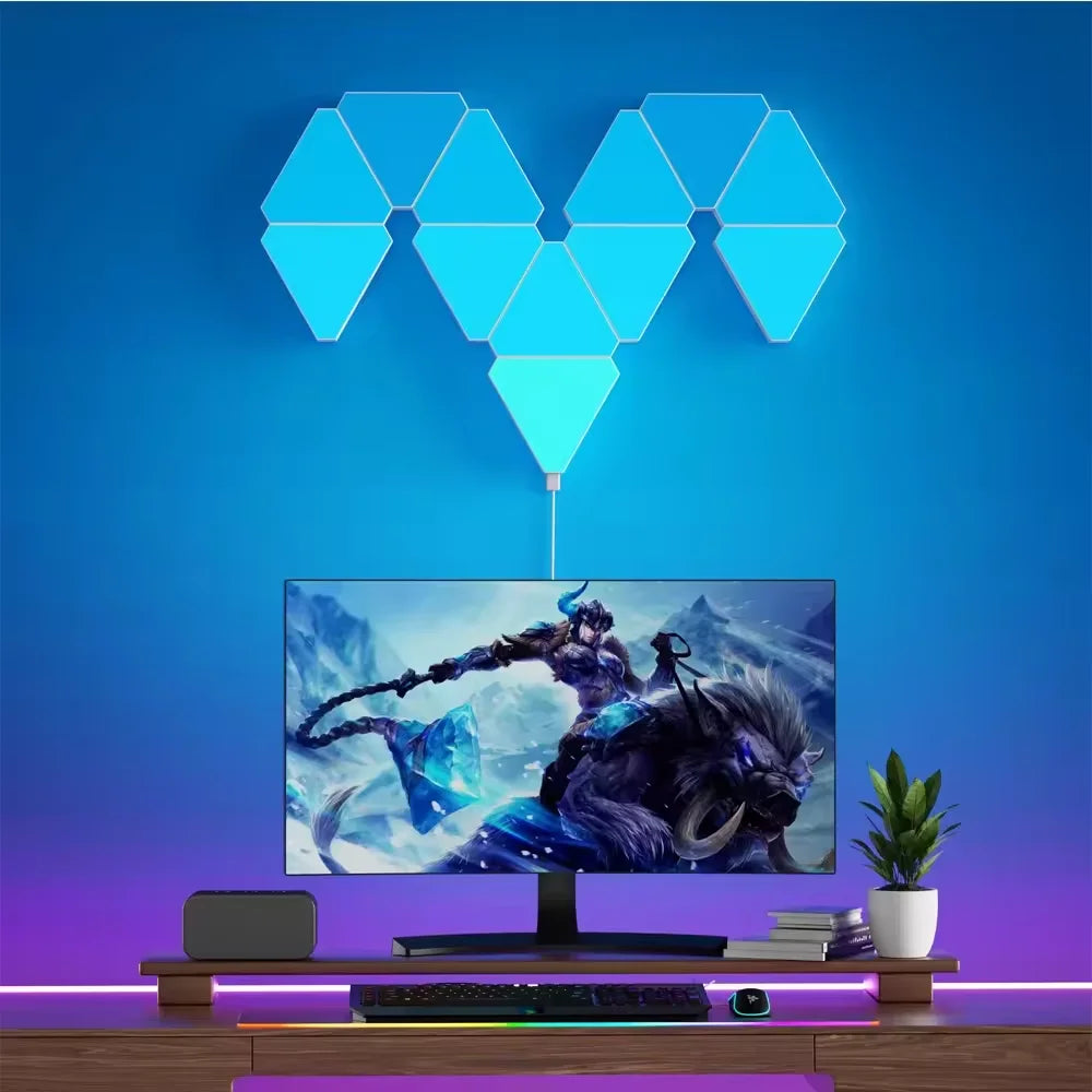 New DIY Triangle Light Quantum APP Control Colorful RGB Smart Lights Wifi Blue Tooth Music Sync Game Bedroom Decoration Lamp