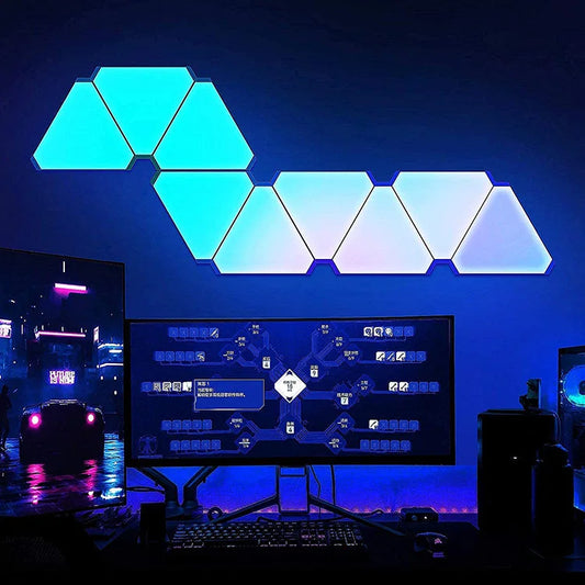 New DIY Triangle Light Quantum APP Control Colorful RGB Smart Lights Wifi Blue Tooth Music Sync Game Bedroom Decoration Lamp