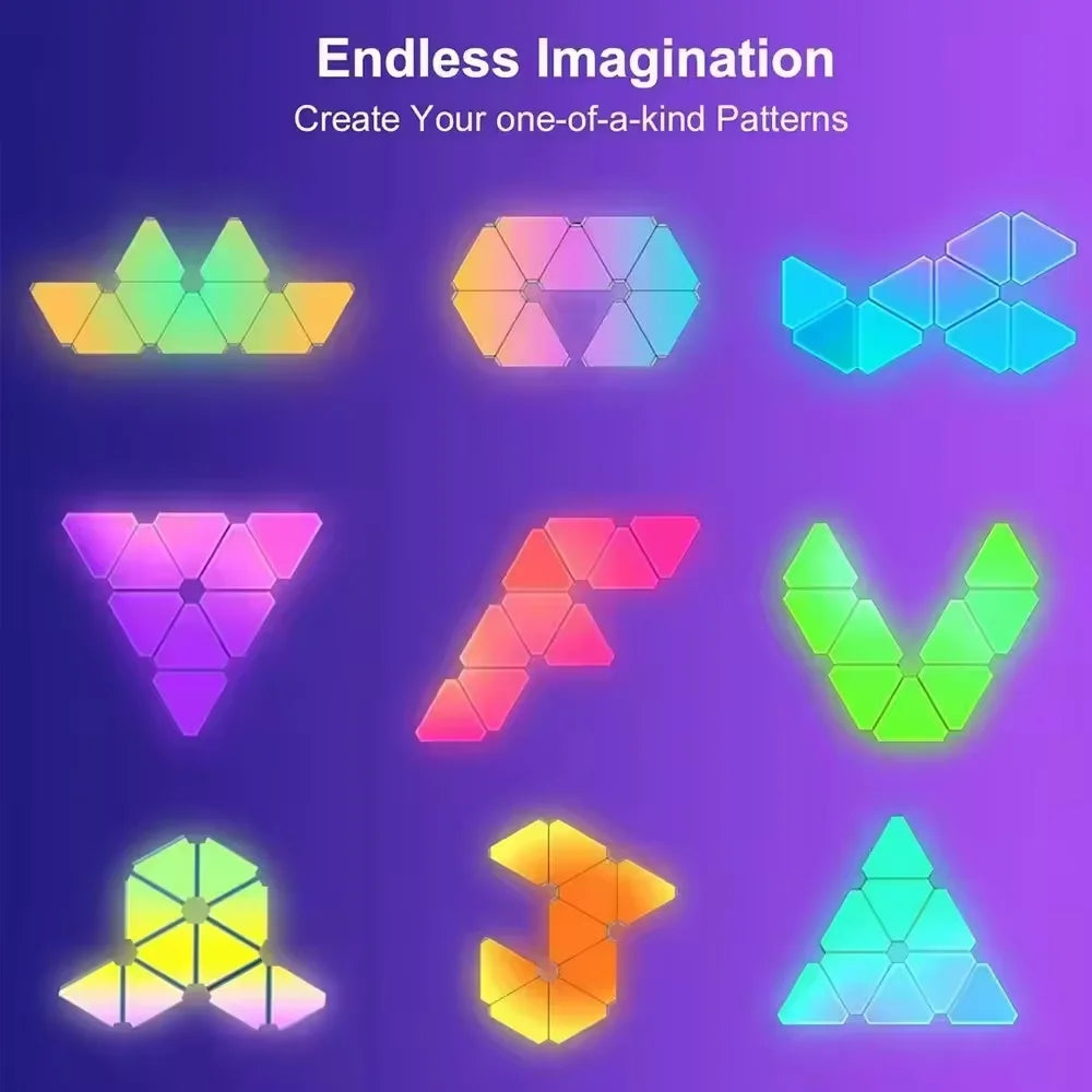 New DIY Triangle Light Quantum APP Control Colorful RGB Smart Lights Wifi Blue Tooth Music Sync Game Bedroom Decoration Lamp
